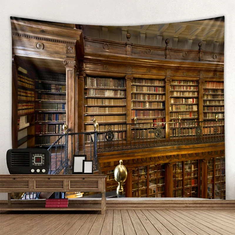 Retro Scaffale Arazzo Libro Completo Appeso A Parete Letteratura E Arte Tema Arazzo Mistero Biblioteca Arazzo Biblioteca Arredamento Camera Da Letto