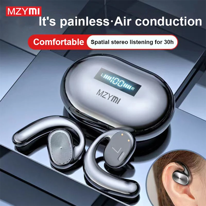 

MZYMI TWS Wireless Earphones Earclip Bone Conduction Bluetooth Headphones Sports Stereo Earbuds Headset Built-in Microphone