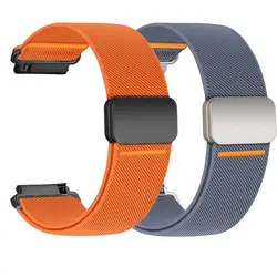 Premium Adjustable Nylon Magnetic Strap for Smartwatches - Available in Multiple Sizes and Colors (Blue gray - orange)