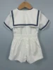 Summer Navy Sister Brother Clothing White Cotton Linen Fabric with Bblack Ribbon Comfortable Breathable Daily Outfit Performance 4
