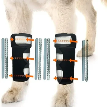 1PC Portable Metal Strips Dog Front Leg Brace Reflective Strips Adjustable Straps Knee Brace Non-Slip Breathable ACL Support