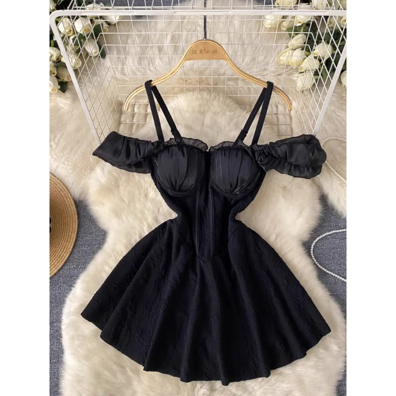 

Модное Черное вечернее мини-платье на бретельках, женское летнее облегающее платье с открытыми плечами и талией, женское дизайнерское платье для девушек, Лидер продаж