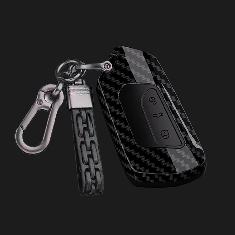 

ABS+Carbon Car Key Case Cover Shell Fob For VW Volkswagen Golf 8 MK8 ID.3 ID.4 Cupra Skoda Octavia A8 SEAT Leon MK4 2020 2021