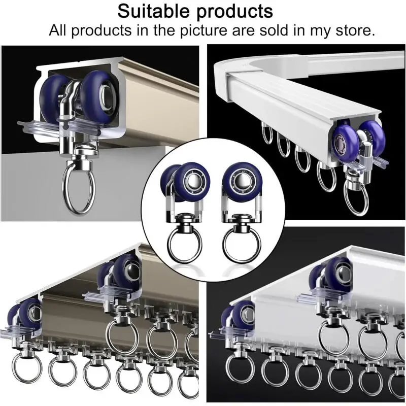 Curtain accessories 20 PCS curtain rails pulleys plastic rollers hooks window hardware stainless steel
