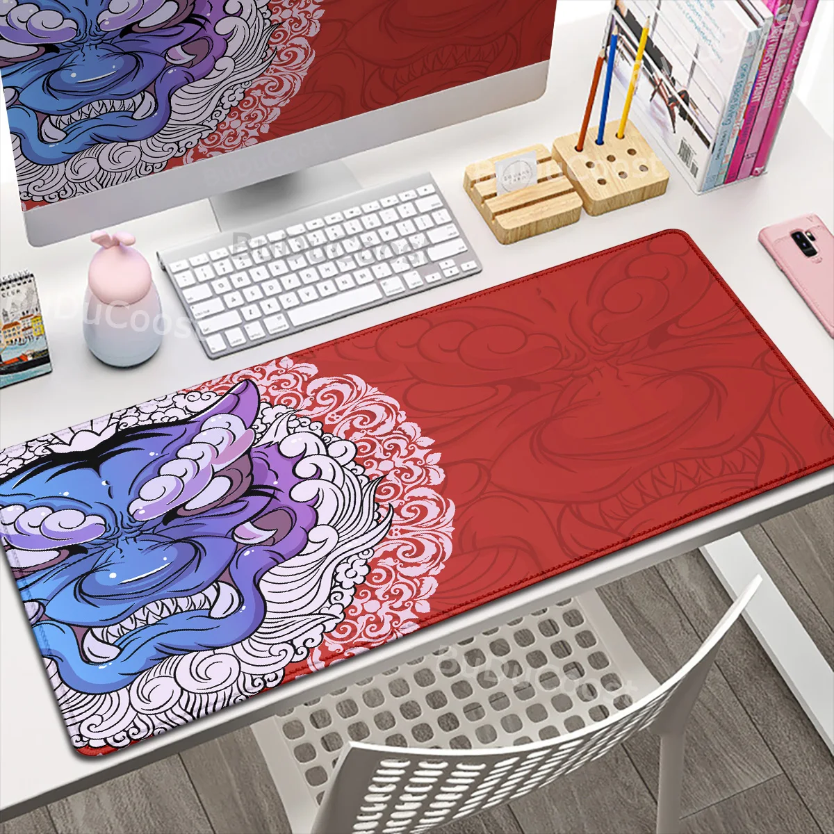Gaming-Mauspad, E-Sport, Tiger, 80 x 30 cm, Bürozubehör, Schlosskante, Schreibtischunterlage, fortschrittliche Qualität, Tischteppich, XXL, individueller Schutz