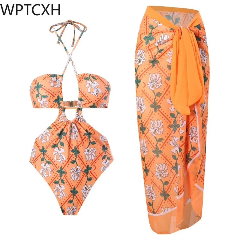 

2024 Luxury Woman Swimsuit Halter Bathing Suit Cover Up Skirt Two-Piece Micro Monokini Swimwear Girls Vacation Beach Outfit