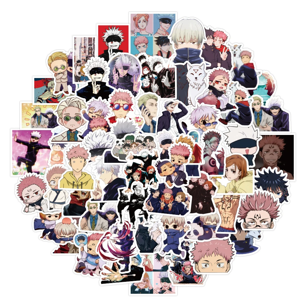 

10/30/60pcs Anime Jujutsu Kaisen Cartoon Stickers Decals DIY Laptop Fridge Phone Car Skateboard Waterproof Sticker for Kids Toys