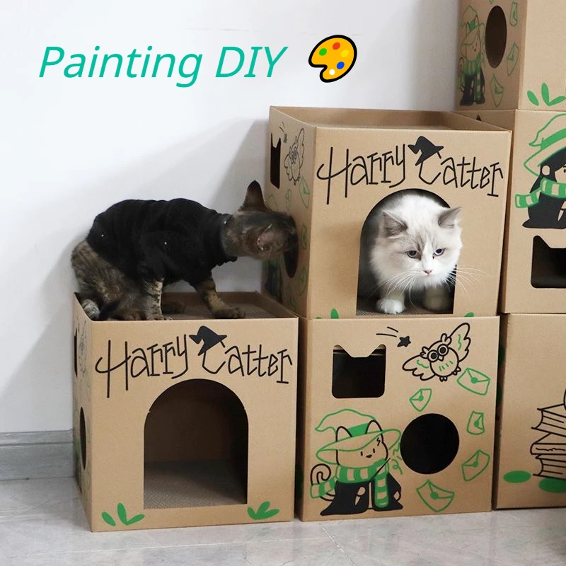 Using Cardboard Cat House Out Of Boxes Cat Toys Cardboard Box Cat