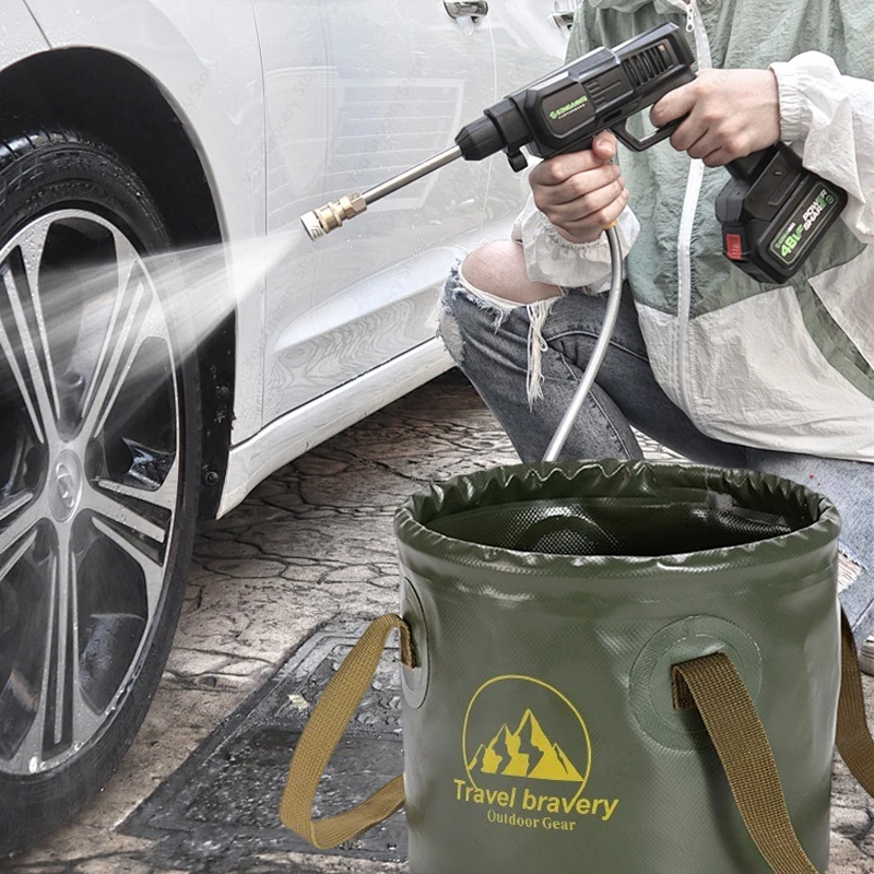 5/10/20L Folding Portable Bucket with Cover Car Wash Fishing Bathroom Tool Silicone Bucket Outdoor Camping Household Supplies ﻿