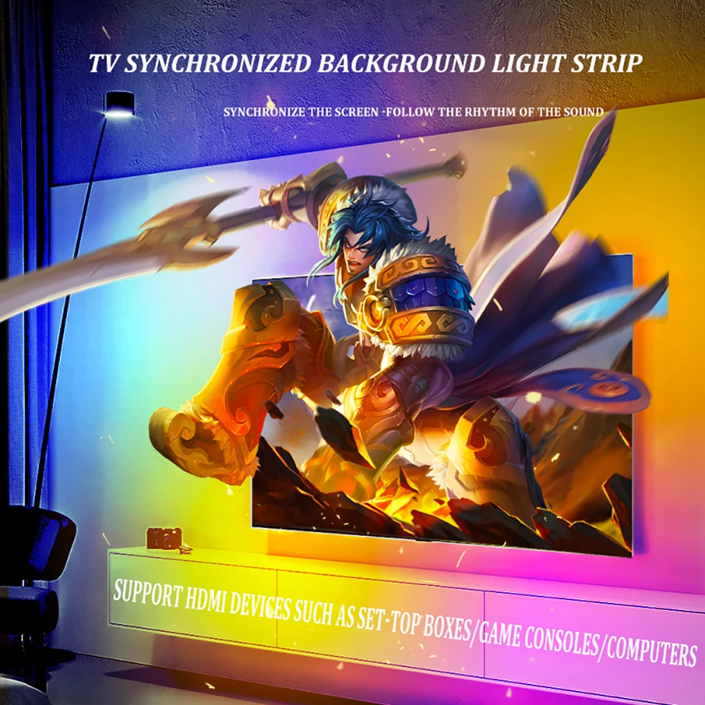 Description Picture 2 of itemImmersion TV Backlight Strip with HDMI2.0 Sync Box, RGBIC LED Lights Sync with TV, Compatible with Alexa & Google Assistant