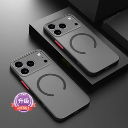 Luxury Color Blocking Hard PC Matte Magnetic Shockproof Magsafe Case - iPhone 14 Pro (Black)
