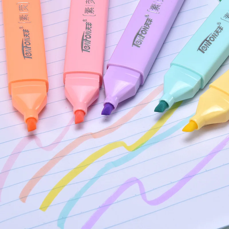 Highlighter Marker 6 Pcs/set Flat Shape