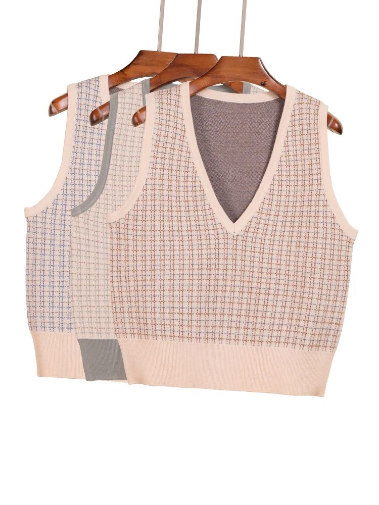 

Female Vest Preppy Style Pullover Women Clothing Sweaters Aesthetic Sweater Blouse Tops Women's Warm Korean Padded Woman Knitted