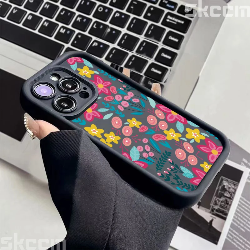 Luxurious Pink Flower Soft Silicone Shockproof Phone Case