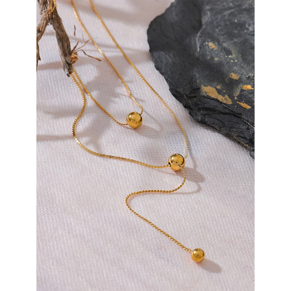 Yhpup Stainless Steel Long Layered Necklace
