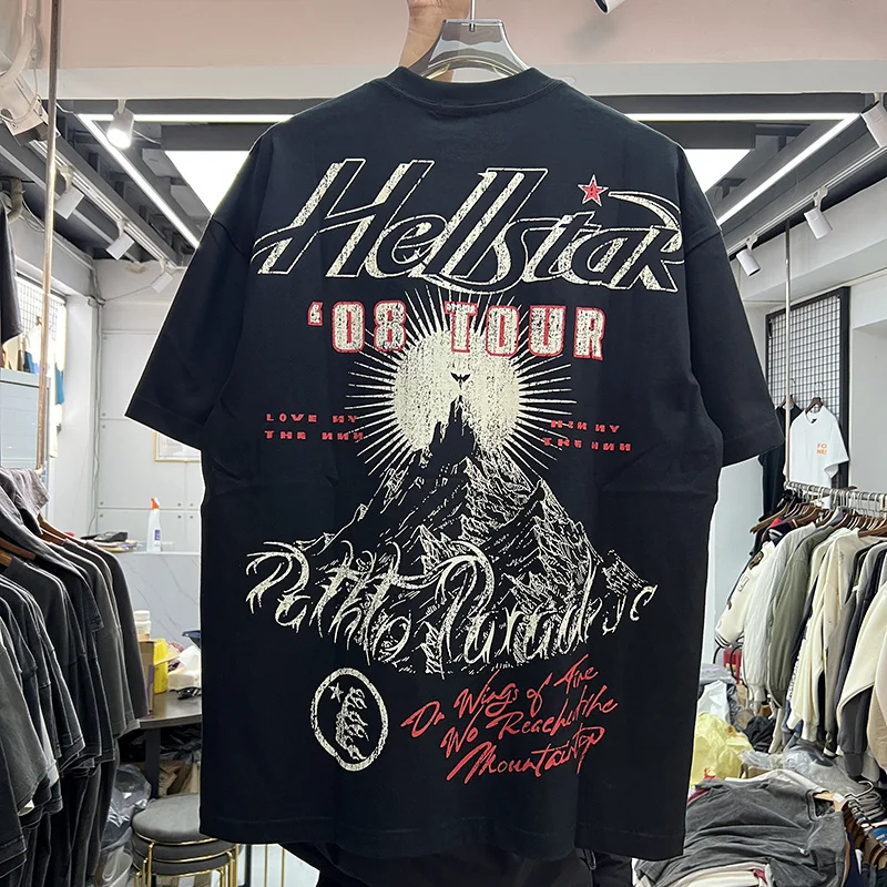 

2023 Oversize Vintage T-Shirt Men Women High Quality Eagle Print Short Sleeve T Shirt Washed Old Top Tees