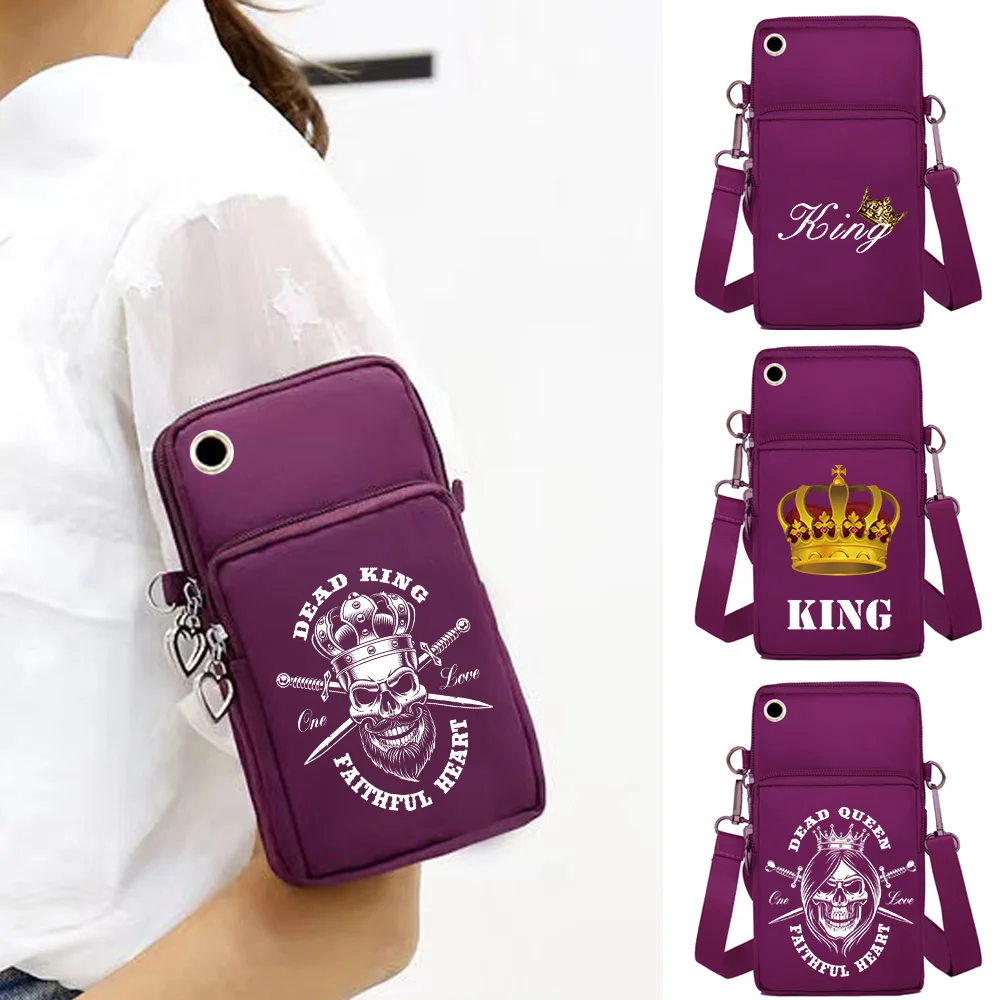 Borse Per Cellulare Pochette King Queen Print Borsa A Tracolla Per Iphone14 Pro Max/Xiaomi/Redmi Note 10 Pro Organizer Per Cellulare