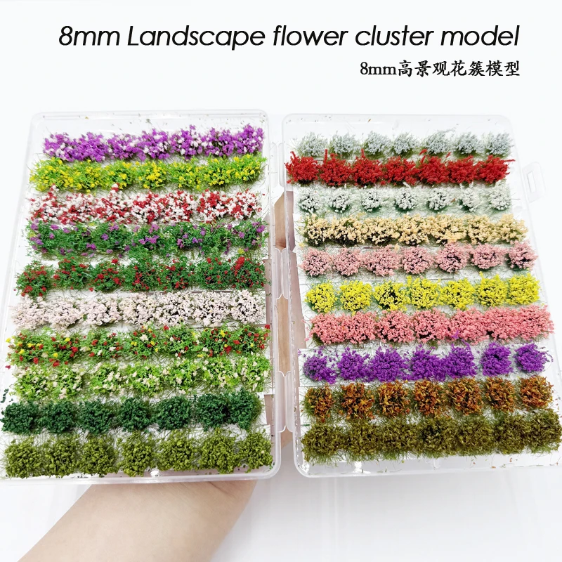 8mm Flower Cluster Model Grass Tuft 49pcs/box Landscape Garden Decor Static Grass Scenery Model 15colors