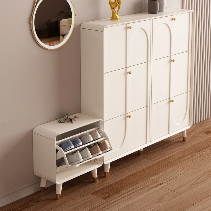 

Ultra thin flip bucket shoe cabinet, small unit, painted porch cabinet
