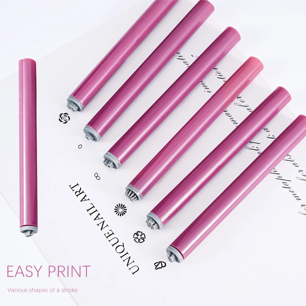 4/6/10Pcs Graffiti Drawing Nail Art Stamp Pen Set - DIY Nail Art Embellishment Flower Stamping Pens Nail Art Printing Templates 6