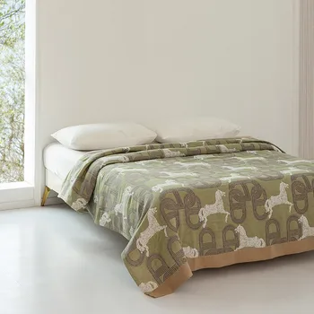 200x230cm European Style Pure Cotton Adult Senior Gauze Double Bedsheet Bedspread Summer Air Conditon Room Nap Sleeping Blanket