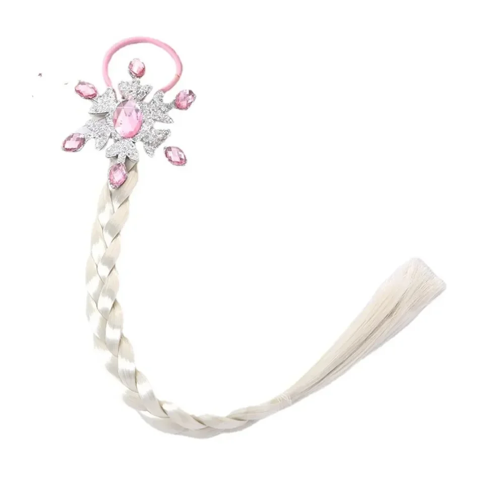 Girls Snowflake Hair Bow Kids Rainbow Hair Tie Princess Accessories