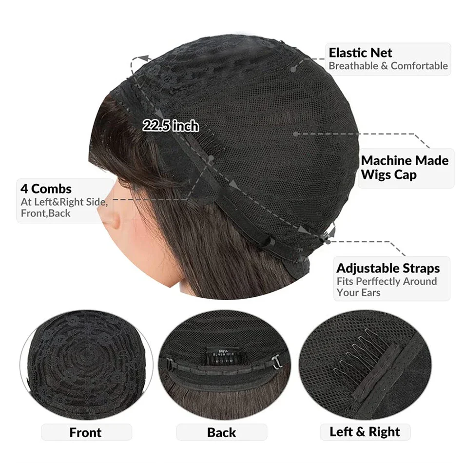 Body Wave Wig With Bangs Brazilian Human Hair Wig Sale Full Machine Made Wigs Original Hair 180 Density