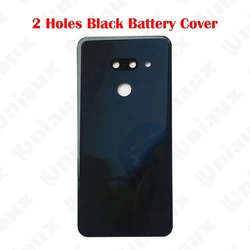 Premium Back Glass Battery Cover with Adhesive and Logo - Rear Housing Case (Black 2 Holes)