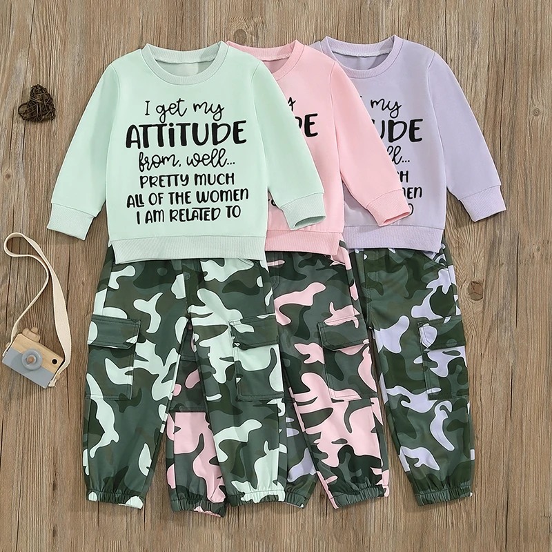 Toddler Girls Sweatshirt & Camo Pants Set 6