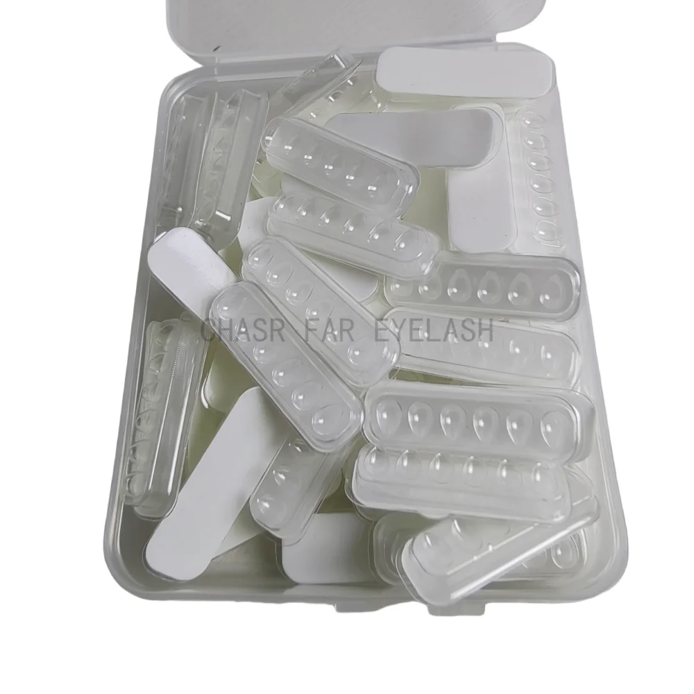 50PCS=1BOX Self Adhering Eyelash Extension Lash Glue Tray Wells Fan maker Private Label Available