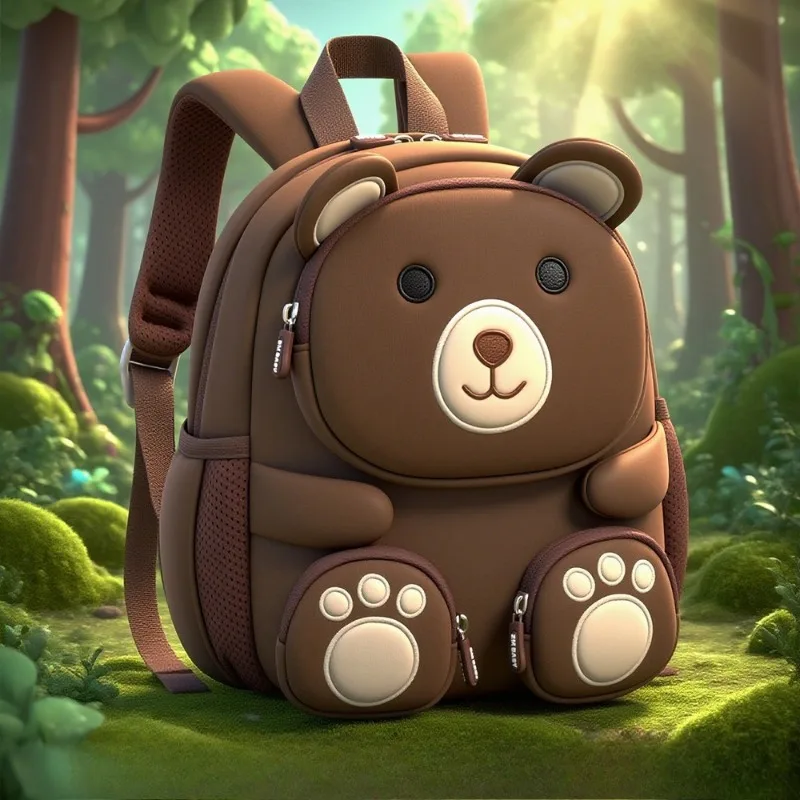 Nuovo Zaino Cubico a Forma di Orso per Bambini, Borsa a Doppia Spalla per Bambini e Neonati, Zaino Scolastico 3D Carino per Ragazzi e Ragazze - immagine 4