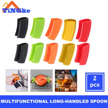 붙지 않는 실리콘 냄비 손잡이 커버 2 개, 주철 프라이팬 팬 조리기구 주방 도구