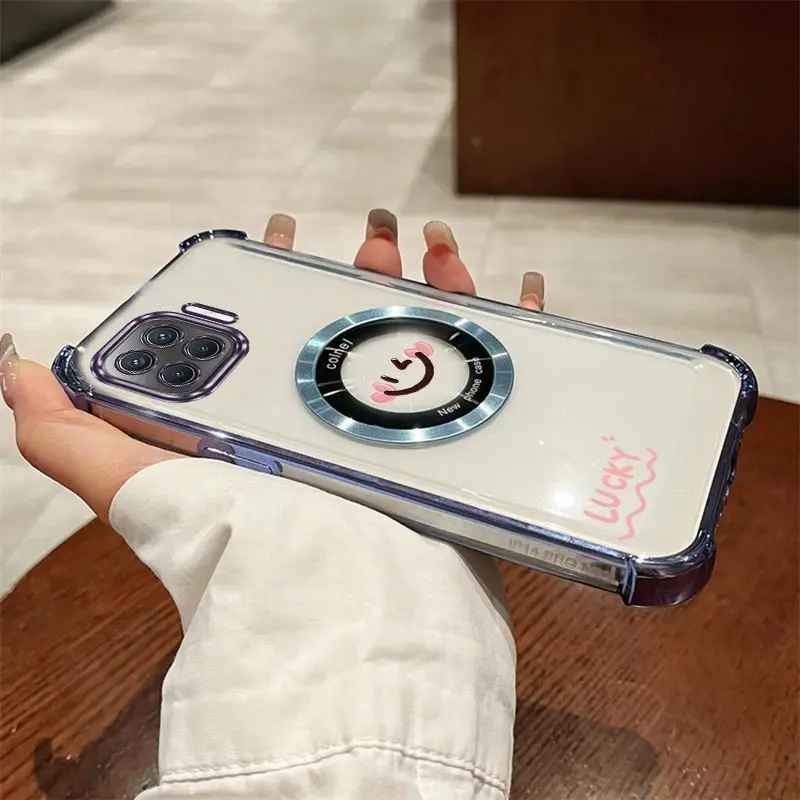 Transparent Smile Face Magnetic Phone Case - Airbag Anti-Knock Cover