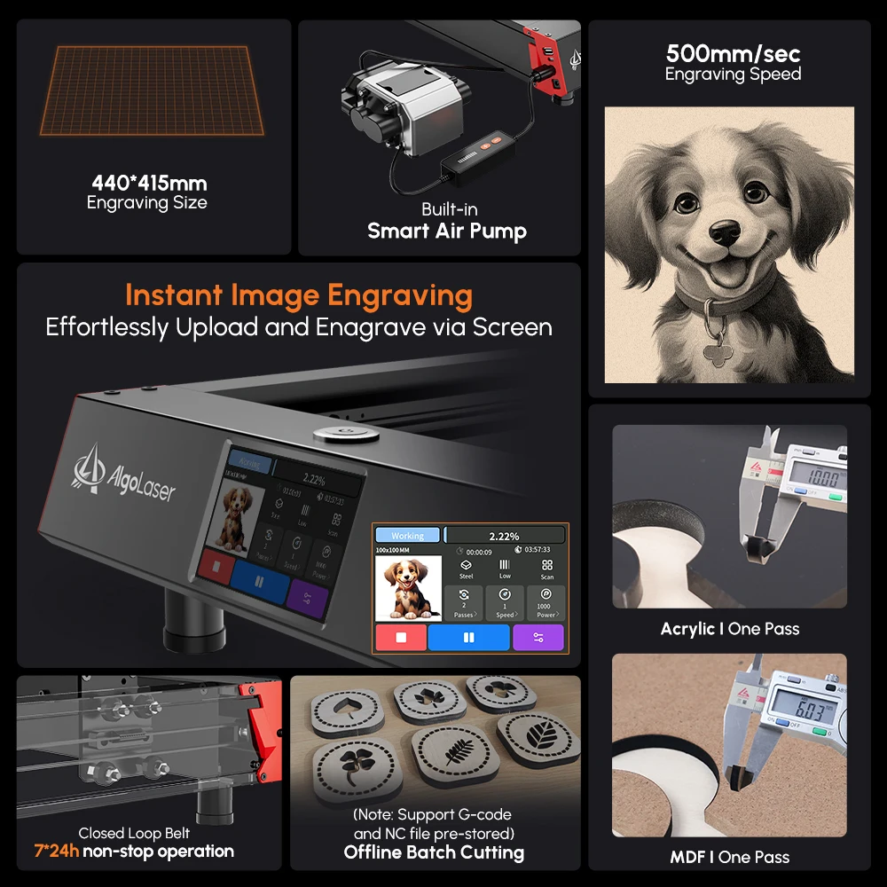 AlgoLaser Delta Powerful CNC Wood Engraver Cutter Woodworking DIY Tools Wifi Phone Offline Laser Metal Engraving Cutting Machine laser engraving machine