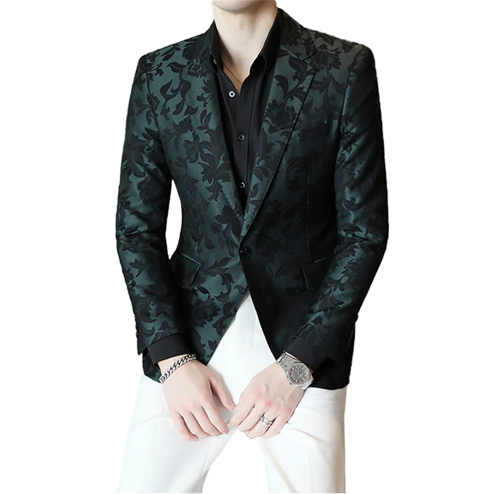 Elegant Jacket Blazer Male Suit 2023 New in Jacquard Striped Plaid Solid Color Formal Groom Wedding Dress Male Suits Coat Jacket