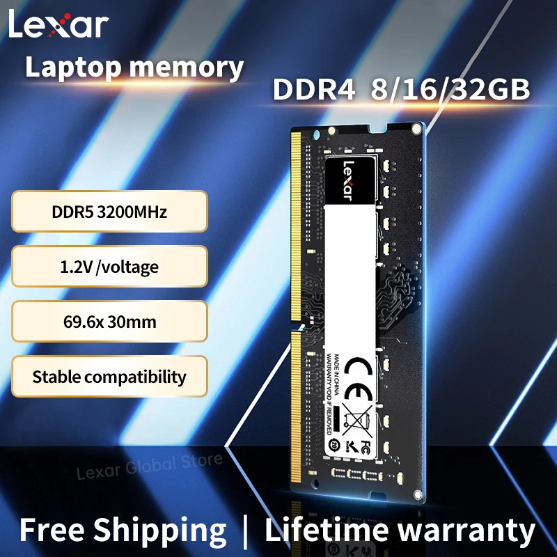 Lexar 16GB 3200MHz SO-DIMM Laptop Memory - Grey PC