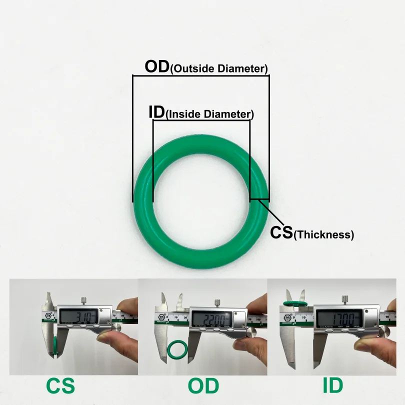 10-Pack Fluorine Rubber O-Rings, 57mm OD X 53mm ID X 2mm Width, FKM Green Seals For Plumbing & Machinery - View #5