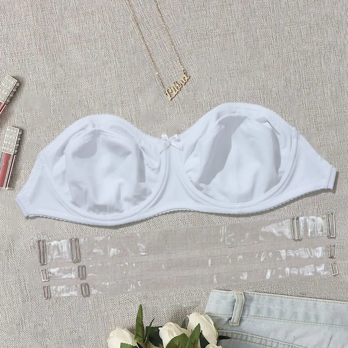 PLUSGALPRET Plain Simple Strapless Unlined Bra with Wire Backless Invisible Bra Plus Size 38C 38D 40C 40D 42C 42D 44C 44D-044 - Image 5