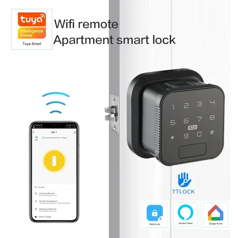 

Tuya WIFI Electronic Fingerprint Lock TTlock Smart Door Lock Fingerprint Password IC Card NFC Key APP Remote Unlock Smart Locks