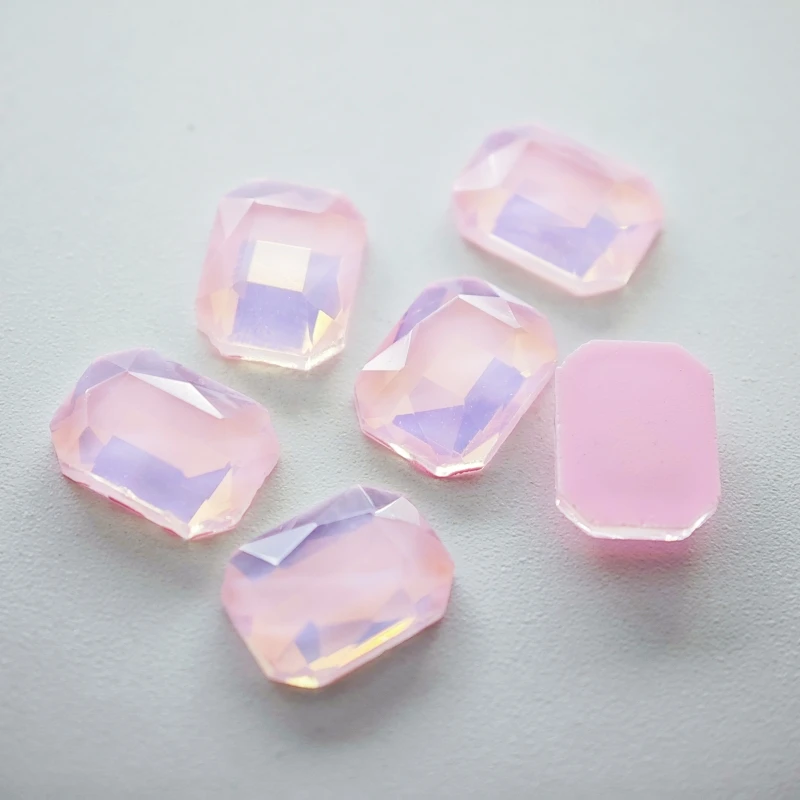 100/500 Stück 6x8mm rechteckige achteckige Macaron Mokka Farbe flacher Boden Glas Nail Art Strass Zubehör Großhandel – Detail 8