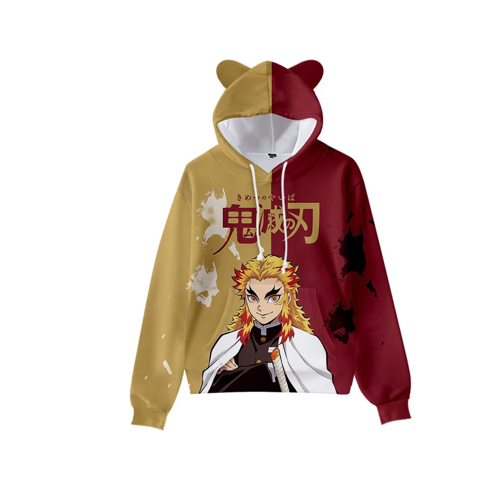 Japan Anime Demon Slayer Print Pullover Cute Cat Ears Hoodies for Men Cartoon Sweatshirt Cosplay Costume Hoodie Sweatshirts худи- S8a380d9c798d4767b663326d12f1b47fl