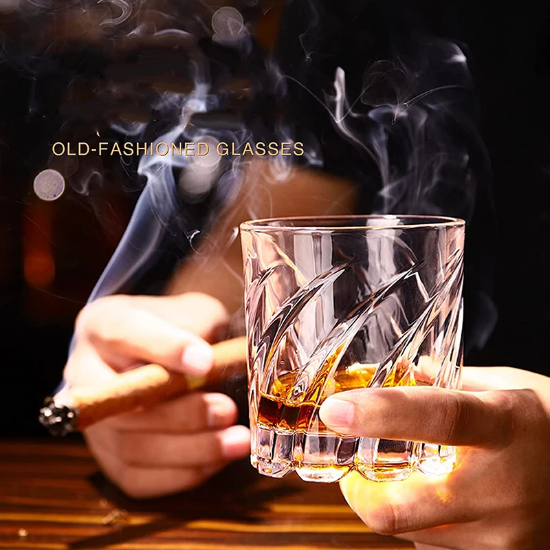 Rotating Whiskey Glass Old Fashioned Glass for Drinking Bourbon Scotch Cocktails Tea Whiskey 1PCS
