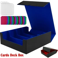 Trading Card Case Deck Box PU Leather Organizer 4 Rows Trading Card Storage Box with Dividers Multipurpose Business Card Box 1