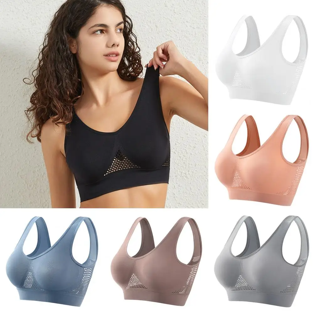 Sports Bra Soft Breathable Push Up Sports Bra for Women Hollow Out Elastic Yoga Jogging Underwear with Sweat Absorption