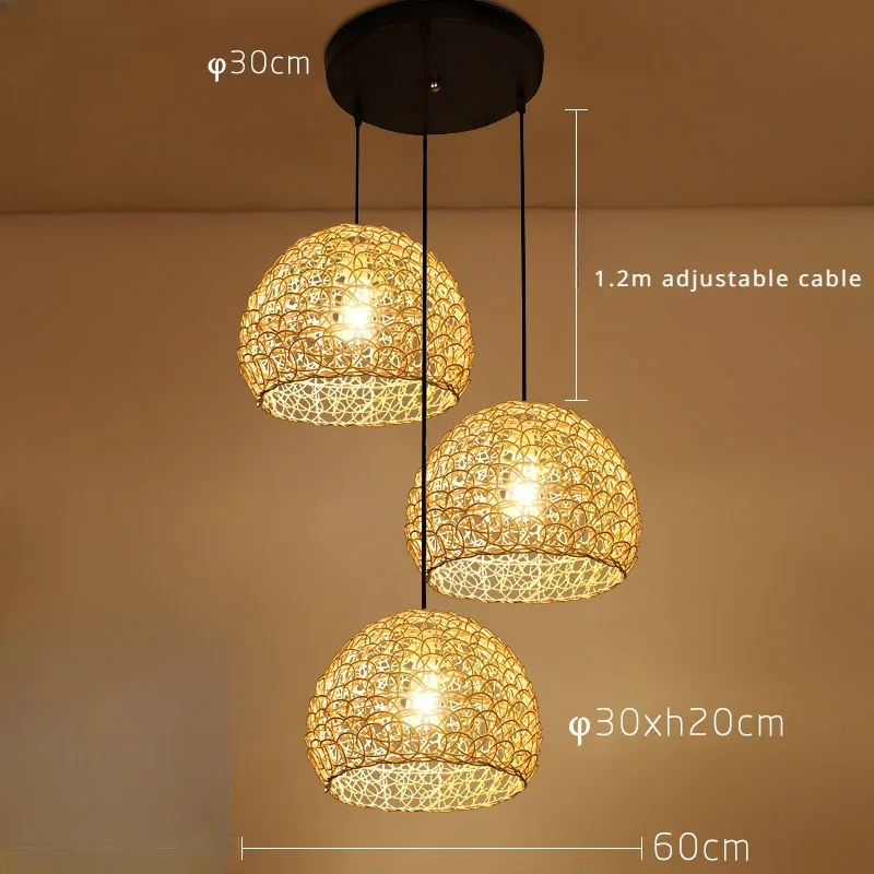 3 Heads E27 Hanging Decor Chandeliers Bamboo Pendant Lights Asia Restaurant Hotel Pendant Lamp Living Room Hanging Bamboo Light 3
