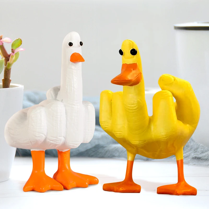 Ente Sie Mittelfinger Ente lustige kleine Ente lustiges Geschenk humorvolle Mittelfinger  Ente Harz Figur Mittelfinger Handwerk Dekor - AliExpress