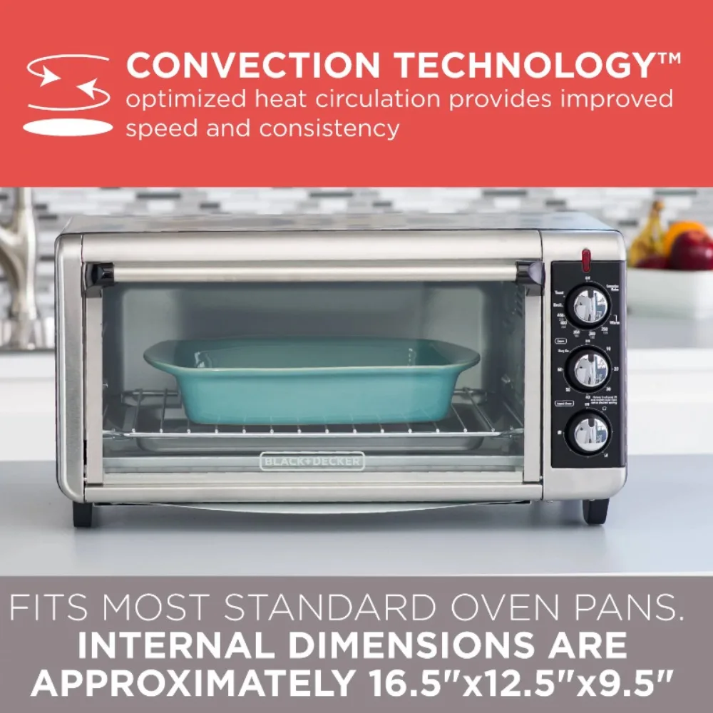 8 Slice Extra-Wide Stainless Steel Countertop Toaster Oven Convection Pizza  Oven