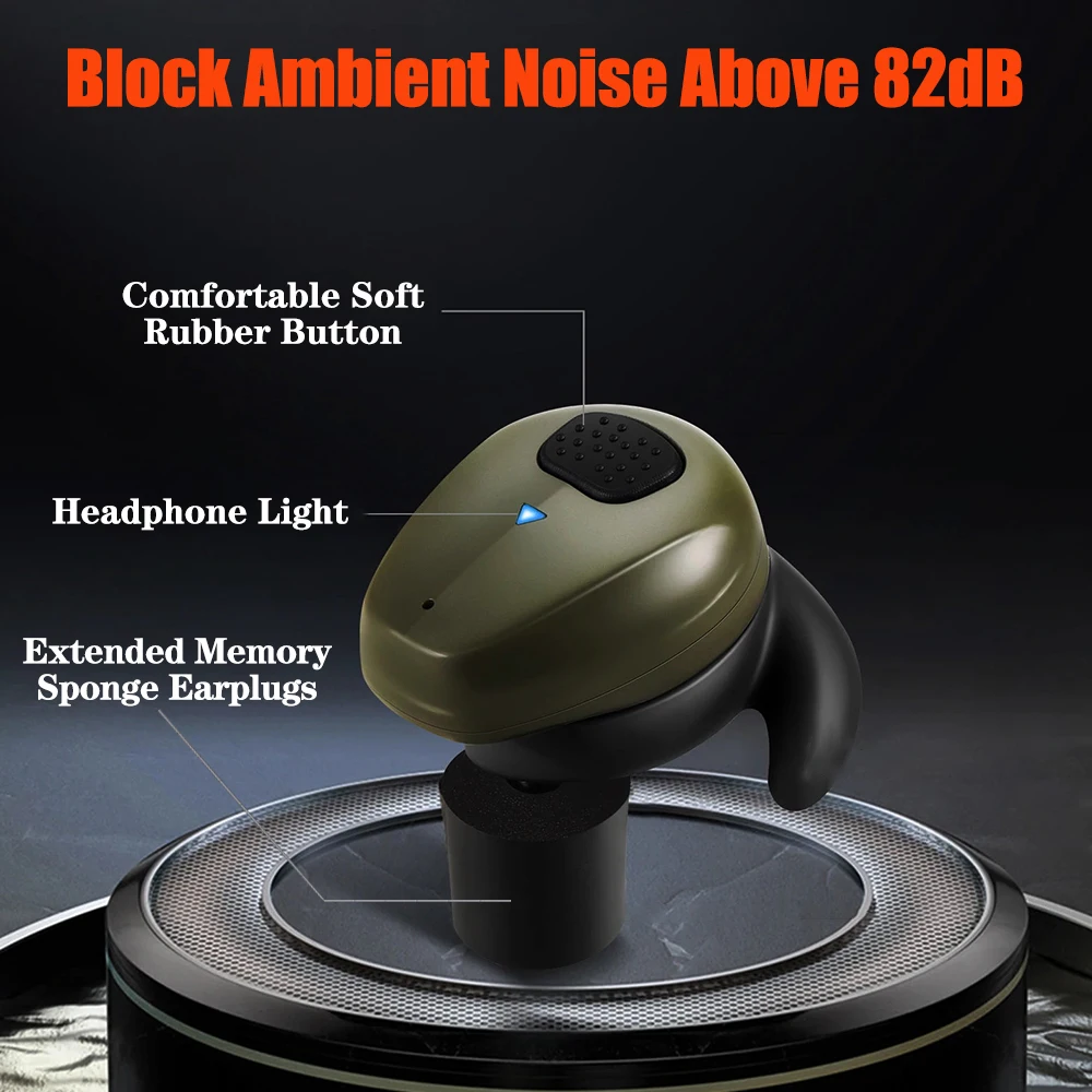 Bluetooth Electronic Earbuds/Anti-Noise Headphones,NRR 27dB Hearing Protection Ear Plugs for Shooting Training，IPX5 Splash Proof