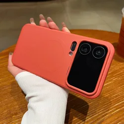 Magnetic Soft Shockproof Ultra Slim Liquid Silicone Case - Xiaomi 14PRO (Camellia Red)