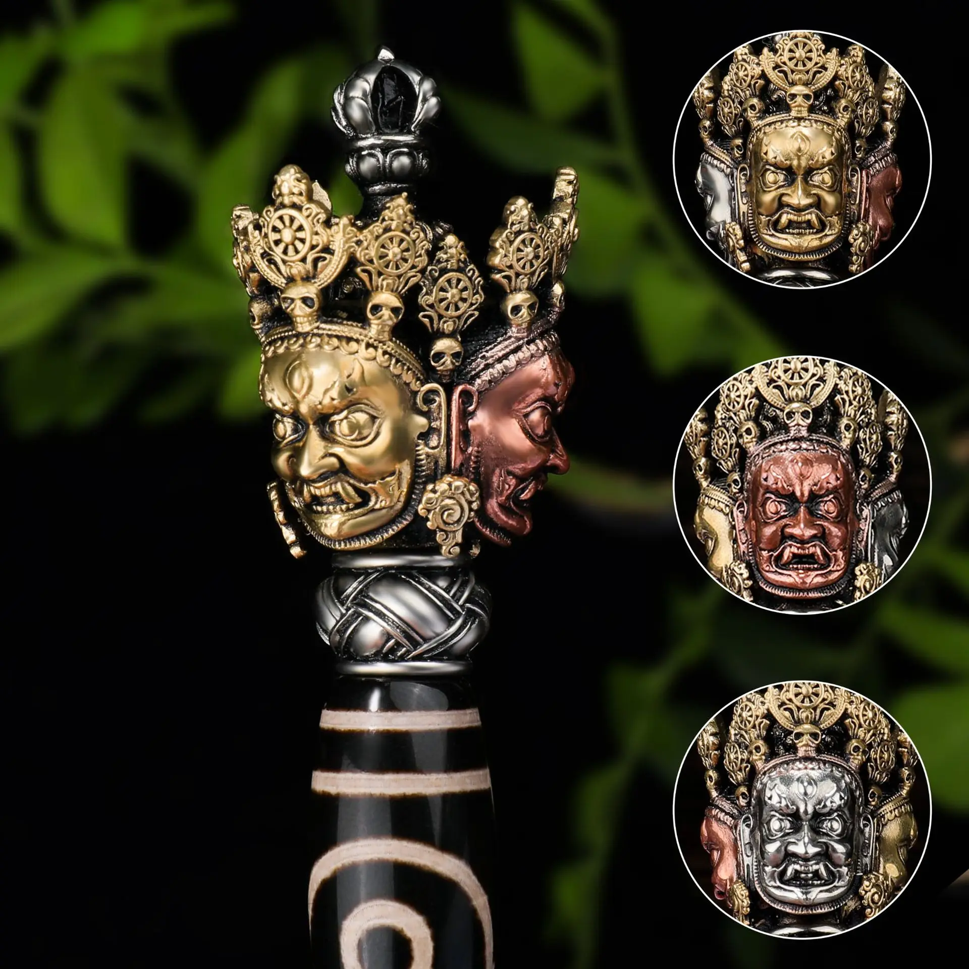 New dzi bead three-sided puba diamond peel vajra pestle ornament Tibetan natural diamond pestle dzi bead pestle 3